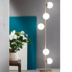 Lampada da Terra Moderna in Metallo Nero o Oro e Vetro Soffiato - Birga