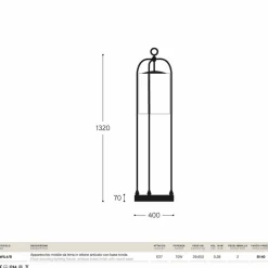 Lampada da terra per esterno in ottone Pitosforo di Aldo Bernardi