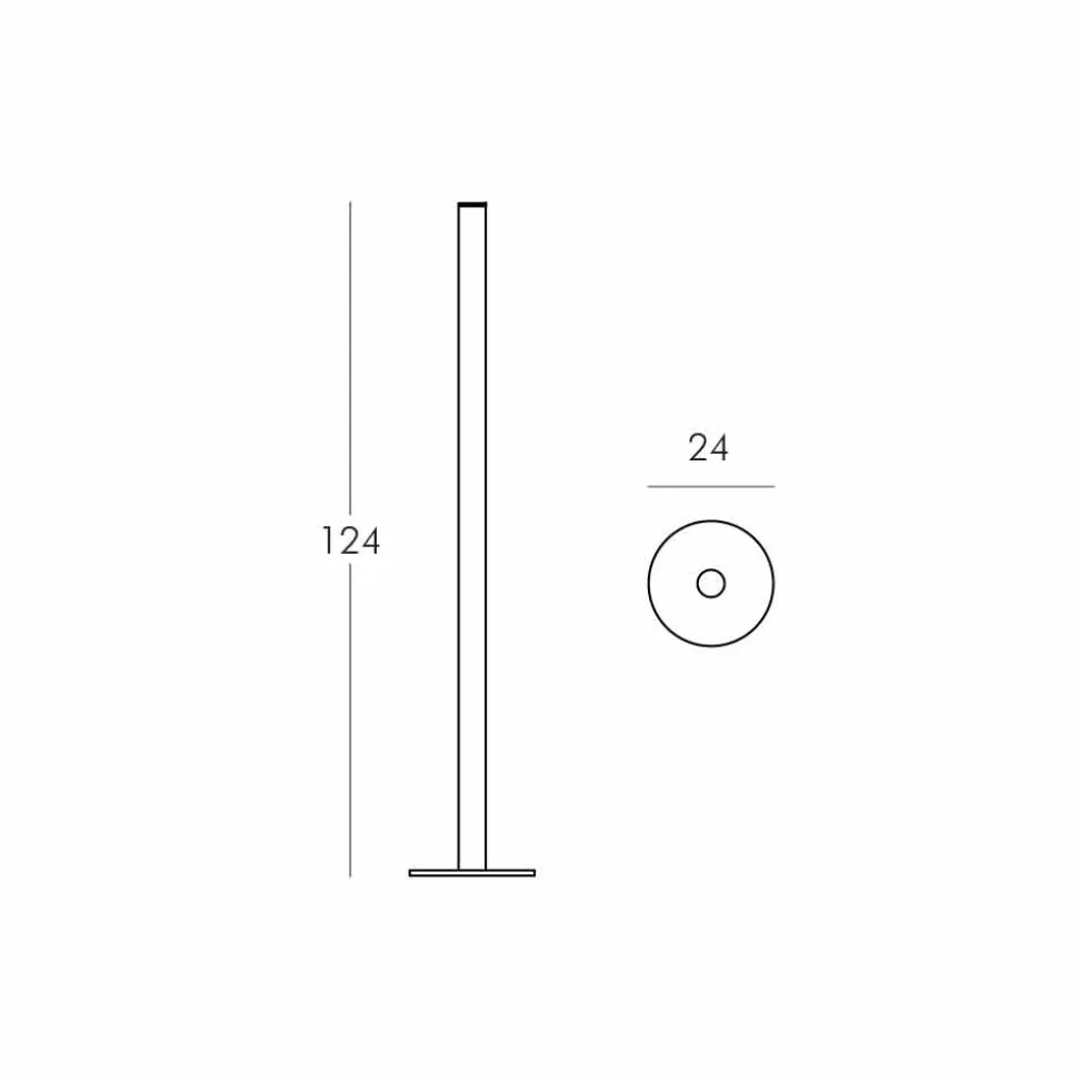 Lampada da terra sottile Slide Flux in metacrilato prodotta in Italia