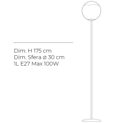 Lampada da Terra su Piantana in Vetro Incamiciato Bianco Made in Italy - Isotta