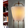 Lampada da terra Tenarunga, in ottone anticato, 1 luce, con schermo in tessuto