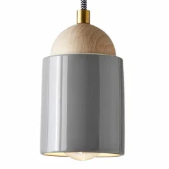 Lampada di design a sospensione in legno e ceramica made in Italy Asia