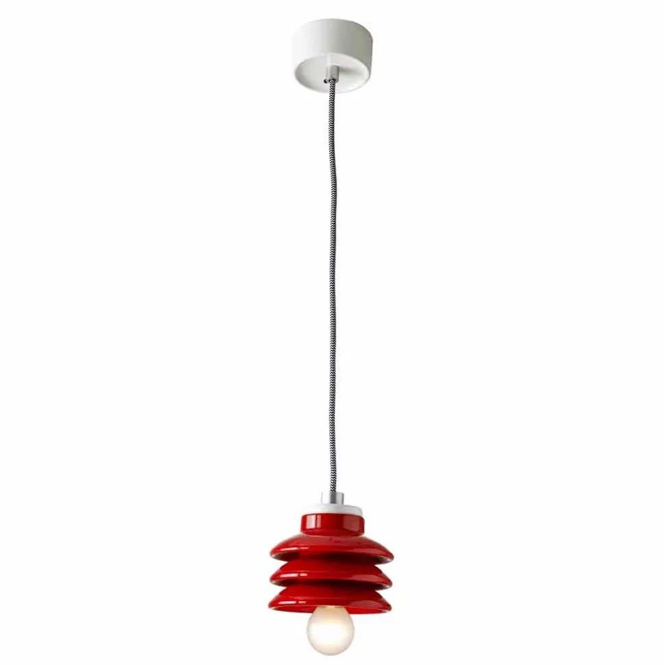 Lampada di design a sospensione in ceramica rosso made in Italy Asia