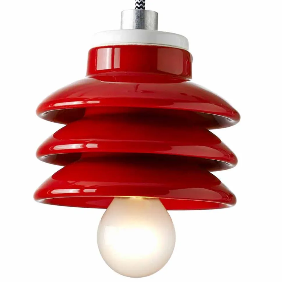 Lampada di design a sospensione in ceramica rosso made in Italy Asia