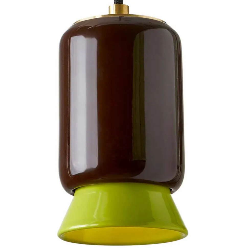 Lampada di design a sospensione in ceramica colorata made Italy Asia