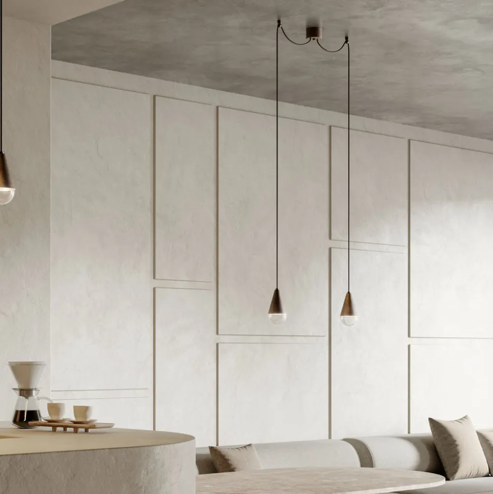 Lampada Doppia a Sospensione in Ferro e Vetro Made in Italy - Nuvoloso