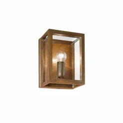 Lampada industriale da parete in ottone e vetro Quadro Il Fanale