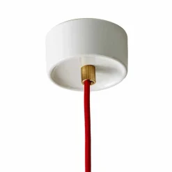 Lampada in legno di faggio e ceramica sospesa fatta in Italia Asia