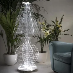 Lampada Led da Terra Plexiglass Marcato a Laser Moderna 3 Misure -  Raissa