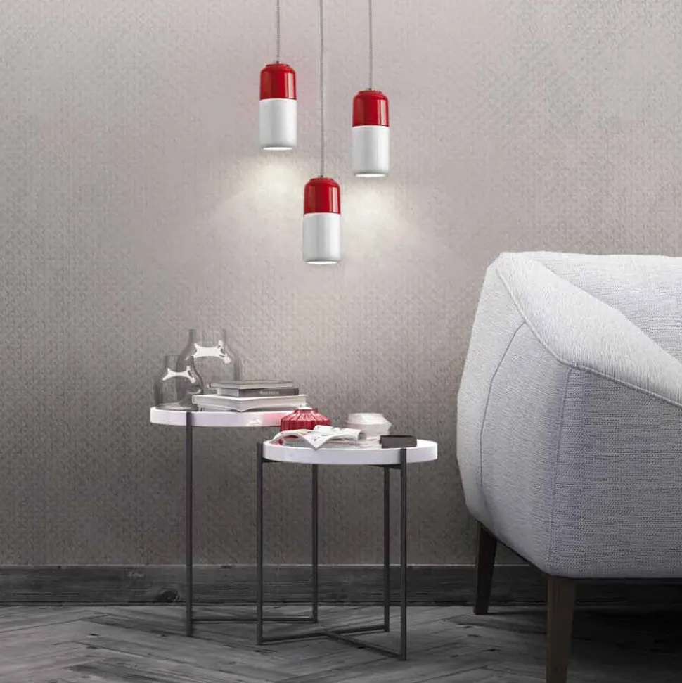 Lampada moderna a sospensione in ceramica bicolore made in Italy Asia