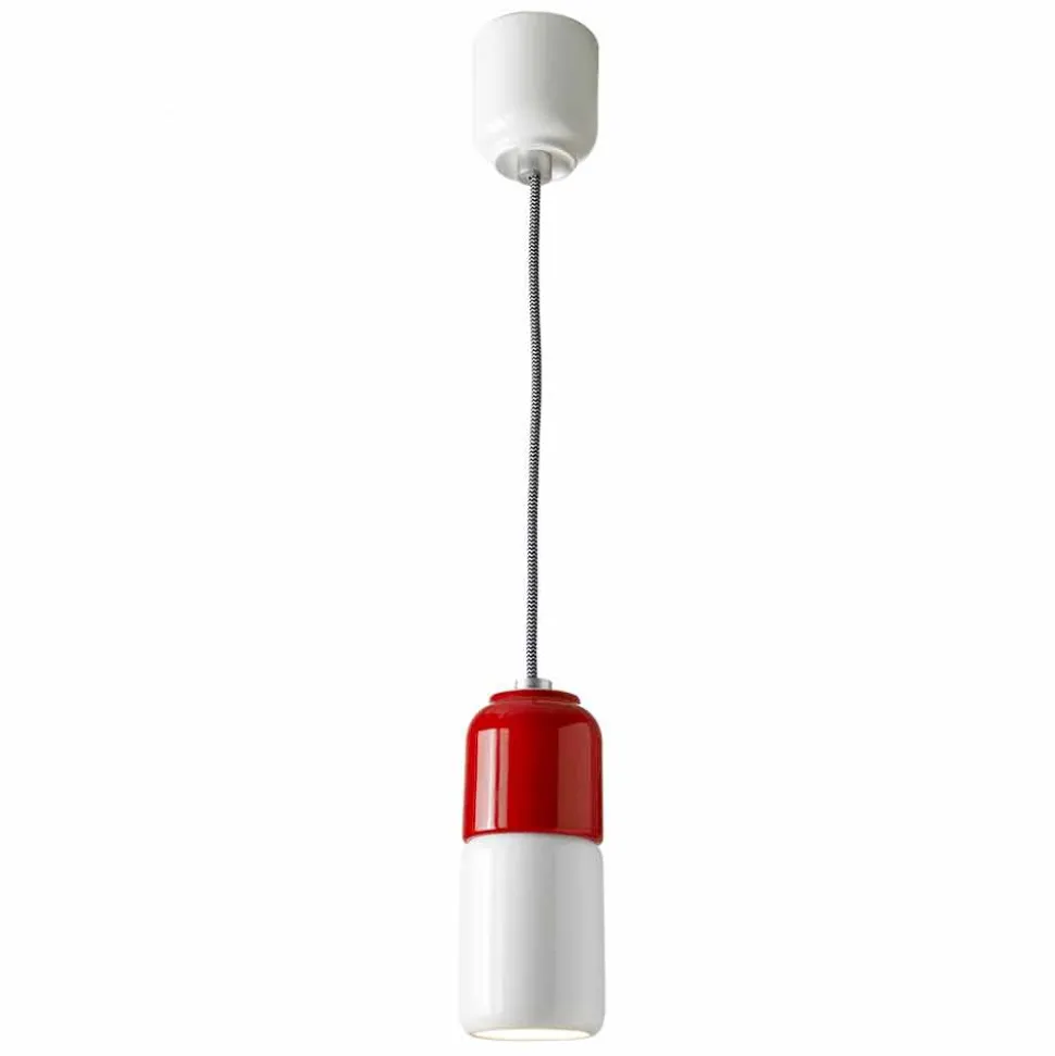 Lampada moderna a sospensione in ceramica bicolore made in Italy Asia