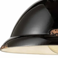 Lampadario a campana vintage in ceramica e metallo Angela Ferroluce