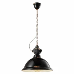 Lampadario a campana vintage in ceramica e metallo Angela Ferroluce