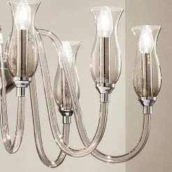 Lampadario a 8 Luci Artigianale in Vetro Veneziano Fumè Made in Italy - Vittoria