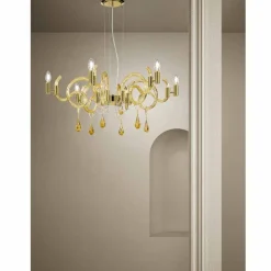 Lampadario a 6 Luci Artigianale in Vetro di Venezia Made in Italy - Bernadette