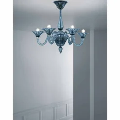 Lampadario a 5 Luci Artigianale in Vetro di Venezia, Made in Italy - Margherita