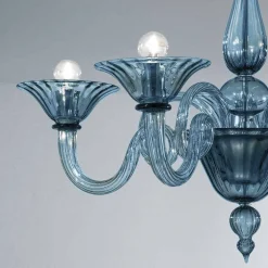 Lampadario a 5 Luci Artigianale in Vetro di Venezia, Made in Italy - Margherita