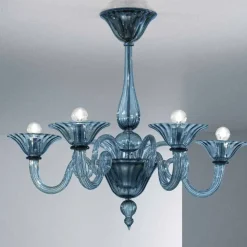 Lampadario a 5 Luci Artigianale in Vetro di Venezia, Made in Italy - Margherita