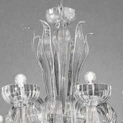 Lampadario a 12 Luci Fatto a Mano in Vetro Veneziano, Made in Italy - Regina