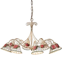 Lampadario a 8 Luci in Ceramica Fatta a Mano con Passanastri - Napoli