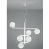 Lampadario a 6 Luci in Metallo Verniciato con Diffusori in Vetro - Lido