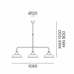 Lampadario a 3 Luci in Rame e Ottone Stile Vintage - Contrada by Il Fanale