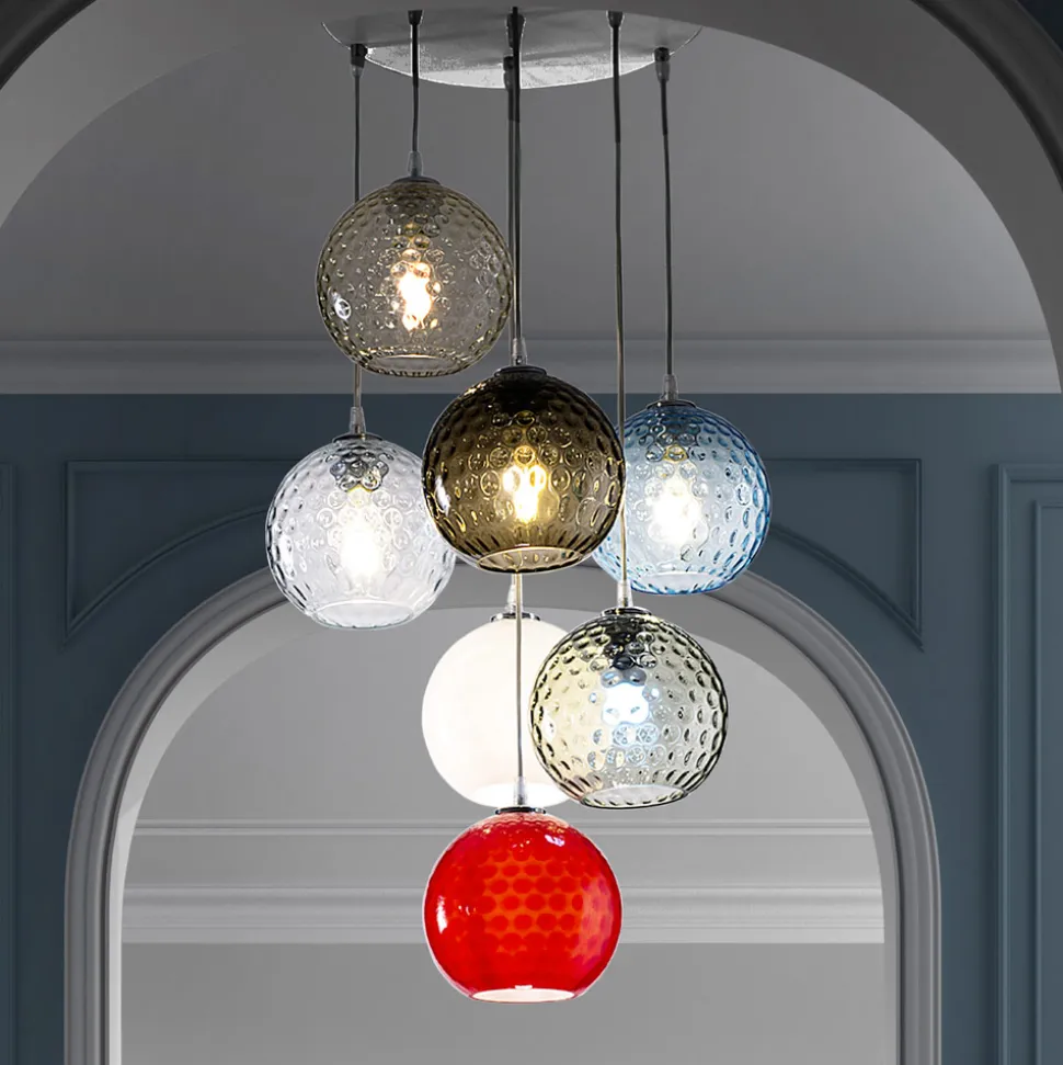 Lampadario a 7 Luci in Vetro di Venezia Soffiato a Mano - Bolle Balloton