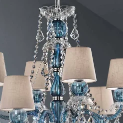 Lampadario a 8 Luci in Vetro Veneziano Lavorato a Mano, Made in Italy - Milagros