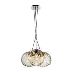Lampadario a Mazzo Tre Lumi in Vetro Soffiato Veneziano Made in Italy - Lucilla