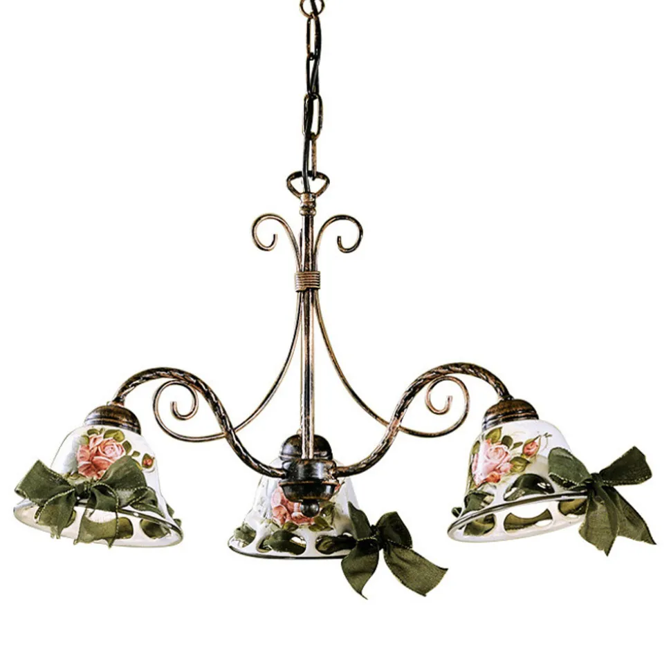 Lampadario a 3 o 5 Luci Ceramica Fatta a Mano con Passanastri - Napoli