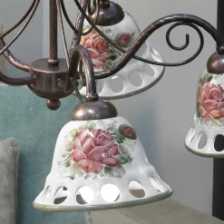 Lampadario a 3 o 5 Luci Ceramica Fatta a Mano con Passanastri - Napoli