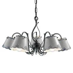 Lampadario a 3 o 5 Luci in Ceramica Effetto Ricamo Dipinta a Mano - Ravenna