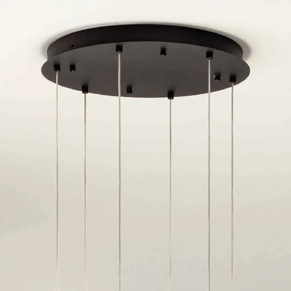 Lampadario Appeso in Metallo Verniciato Nero con 6 Luci LED - Cedro