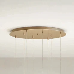Lampadario Appeso in Metallo Verniciato Oro con 8 Luci LED - Cedro