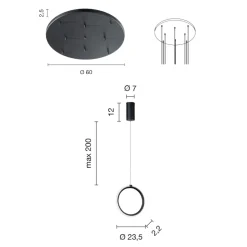 Lampadario Appeso in Metallo Verniciato Oro con 8 Luci LED - Cedro