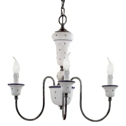 Lampadario Artigianale Ceramica e Ottone Anticato - Sanremo