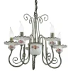 Lampadario Artigianale Ceramica Decoro a Mano e Ottone Anticato - Sanremo