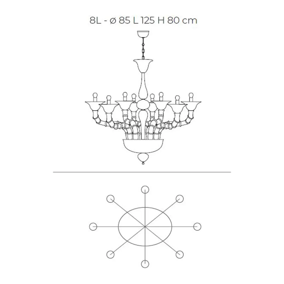 Lampadario Artigianale in Vetro Veneziano Soffiato Stile Classico - Vanity