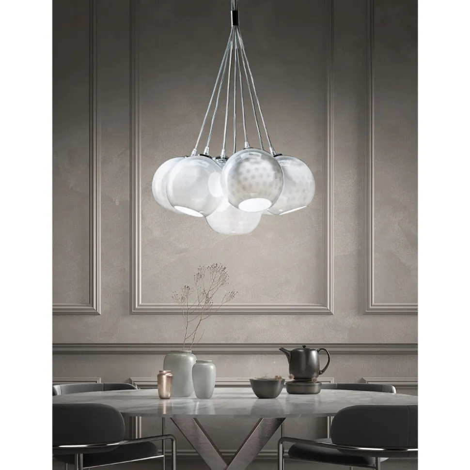 Lampadario Artigianale in Vetro di Venezia e Metallo - Bolle Balloton