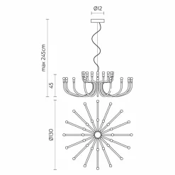 Lampadario a Sospensione a 16 o 32 Luci in Alluminio Bianco o Nero - Alviso