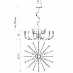 Lampadario a Sospensione a 16 o 32 Luci in Alluminio Bianco o Nero - Alviso