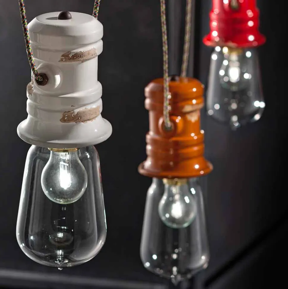 Lampadario a tre faretti a sospensione artigianale Jayda Ferroluce