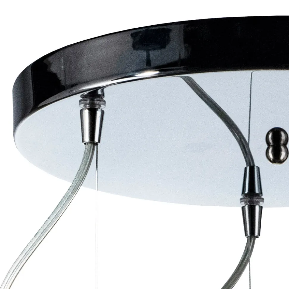 Lampadario a Tre Lumi e Barra Circolare in Vetro Soffiato Made in Italy - Soffio
