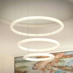 Lampadario Bianco a LED Design con Rosone in Metallo Made in Italy - Slide Giotto