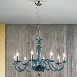 Lampadario Classico Artigianale in Vetro Italiano e Metallo - Oliver