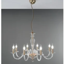 Lampadario Classico Artigianale in Vetro Italiano e Metallo - Oliver