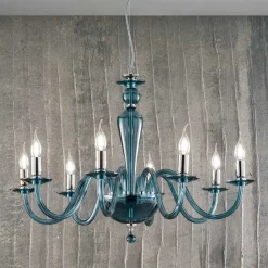 Lampadario Classico Artigianale in Vetro Italiano e Metallo - Oliver