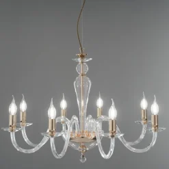 Lampadario Classico Artigianale in Vetro Italiano e Metallo - Oliver