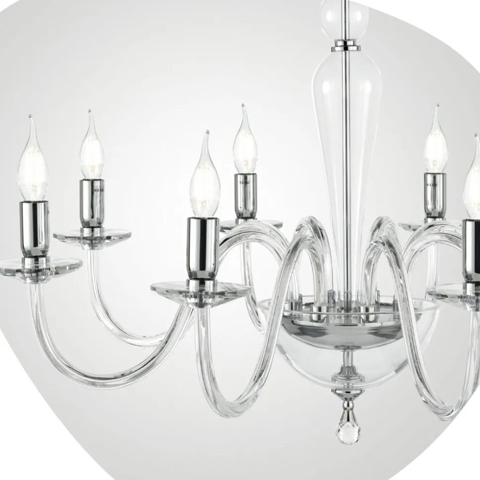 Lampadario Classico Artigianale in Vetro Italiano e Metallo - Oliver