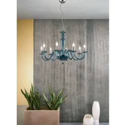 Lampadario Classico Artigianale in Vetro Italiano e Metallo - Oliver